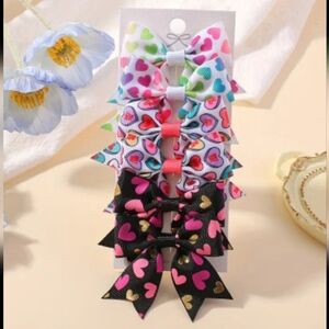 3 pair of girls heart hairbows